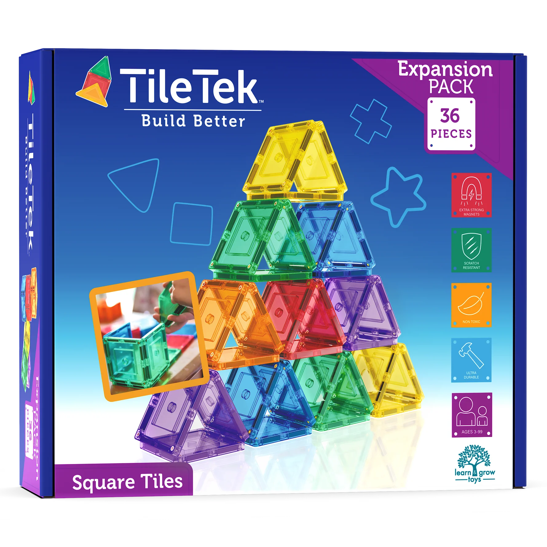 Tiletek magnetklotside komplekt, ruudud, 36-osaline