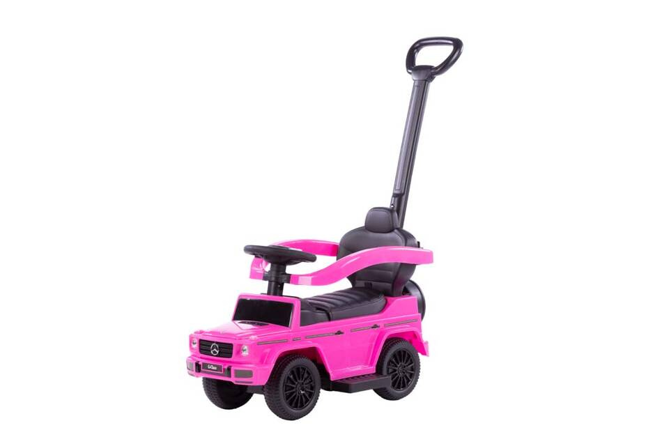 Pealeistutav tõukeauto Mercedes G-klass abivahenditega, pehme iste + kummist rehvid