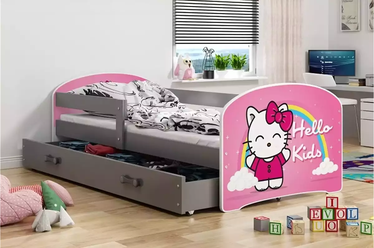 Lastevoodi “Hello Kitty”, sahtliga, 160x80cm, grafiit
