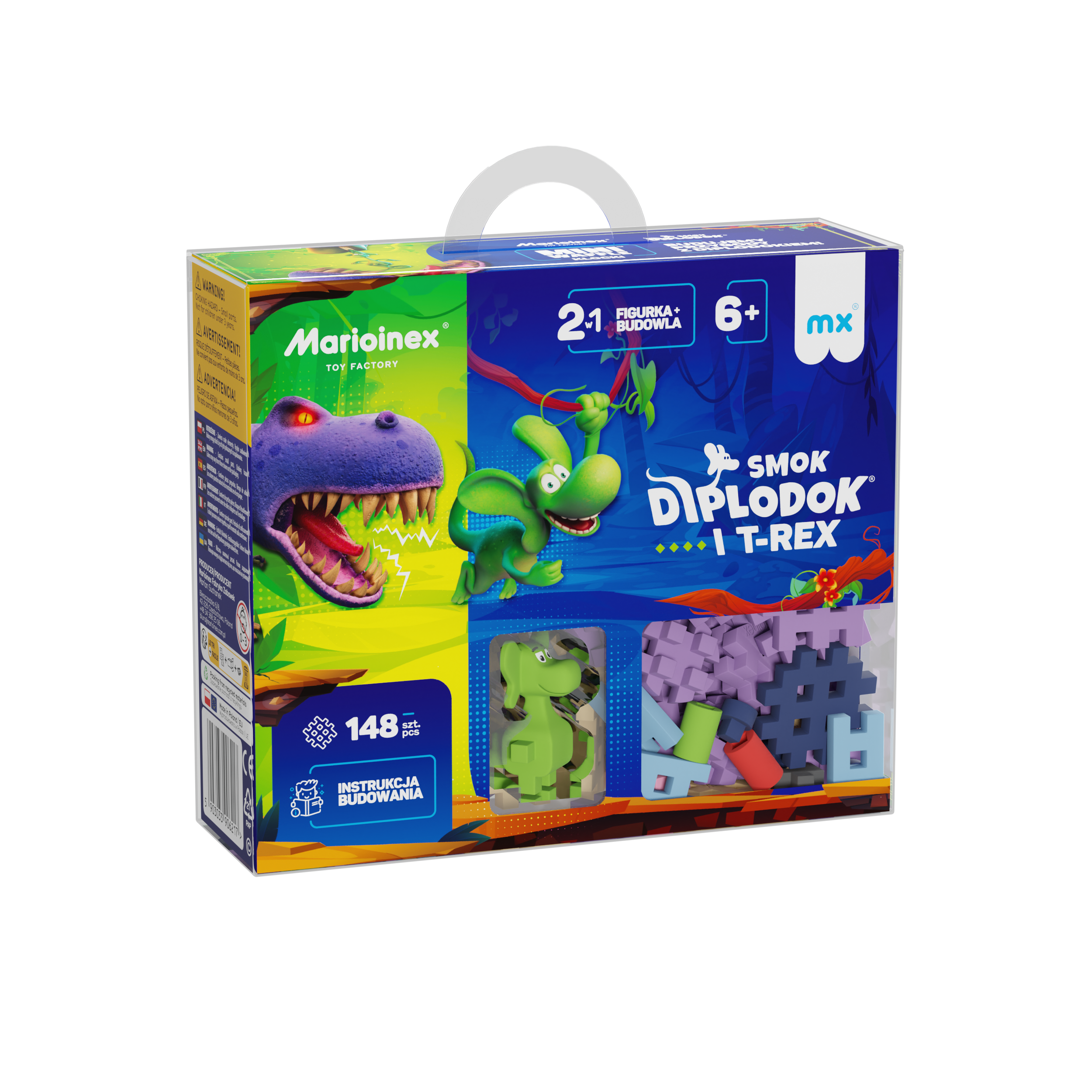 Marioinex vahvelklotsid, Mini Waffle “Diplodookus ja T-Rex”, 148-osaline