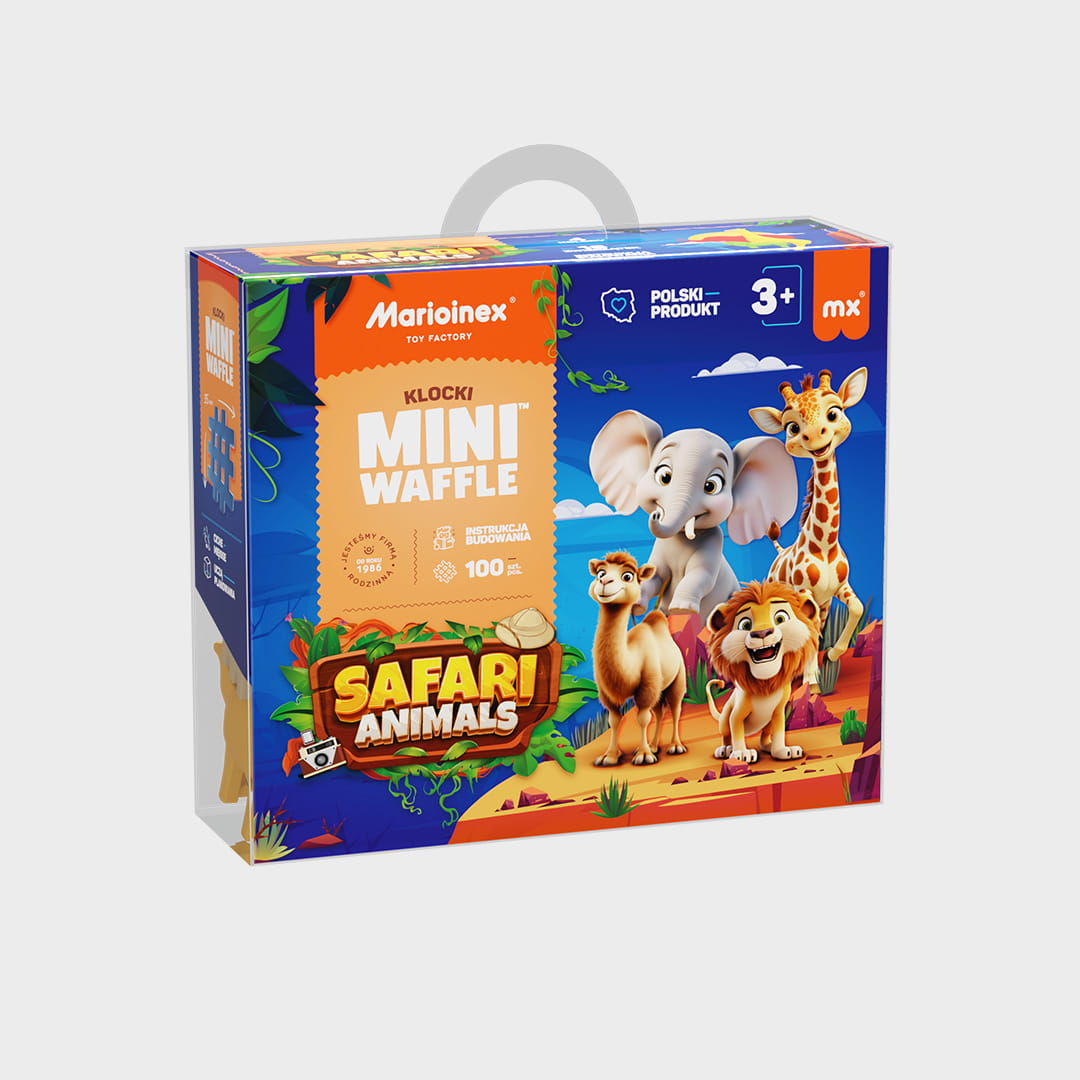 Marioinex vahvelklotsid, Mini Waffle Animals “Safari”, 100-osaline