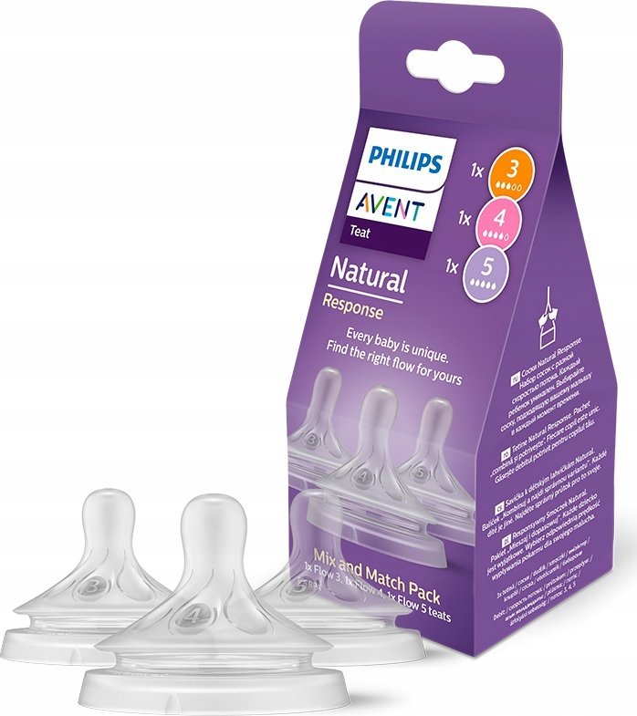 Philips Avent “Natural Response” pudeli lutid, erinevad voolukiirused, 3tk