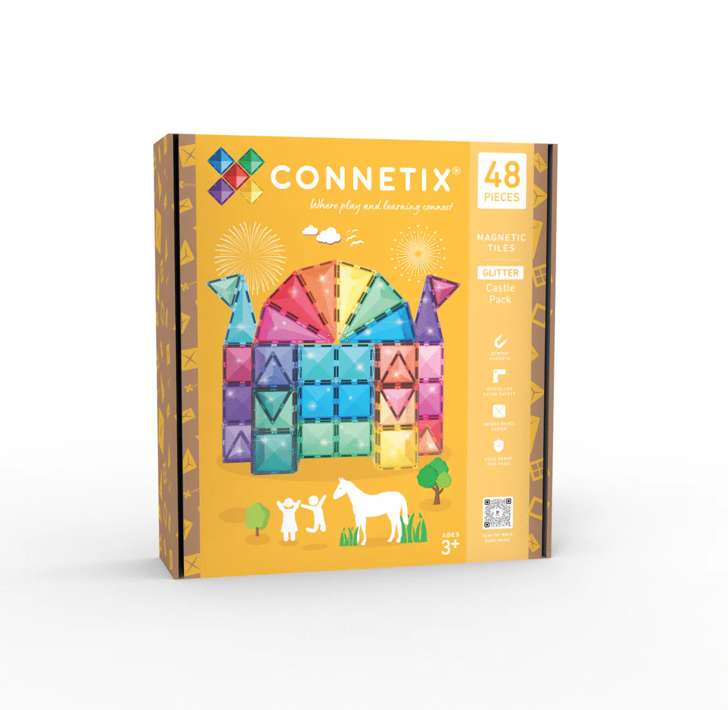 Connetix Glitter Castle Pack 48-osaline, sädelevad magnetklotsid