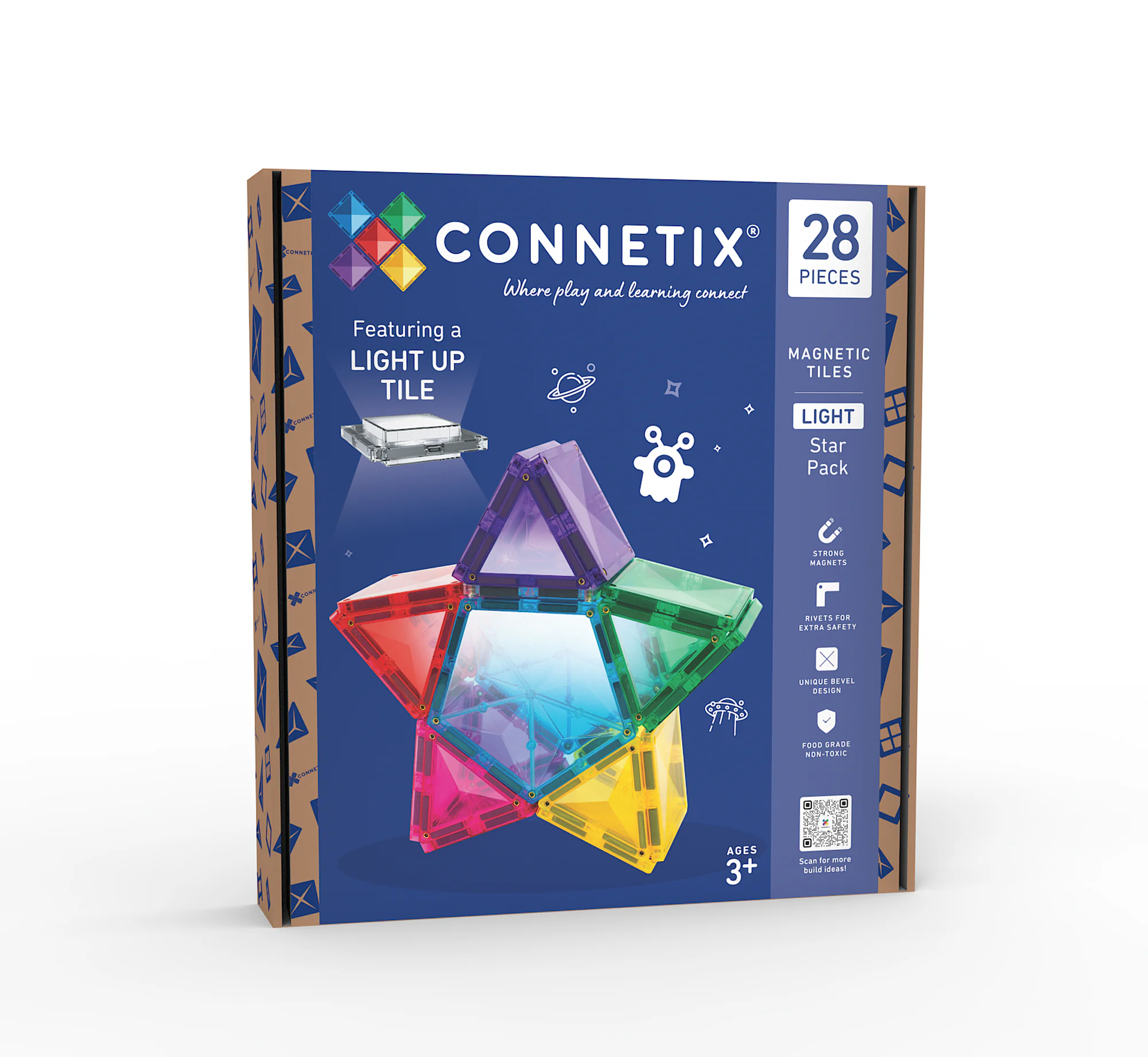 Connetix Rainbow Light Star Pack 28-osaline, laetava valgustusega magnetklotsid!
