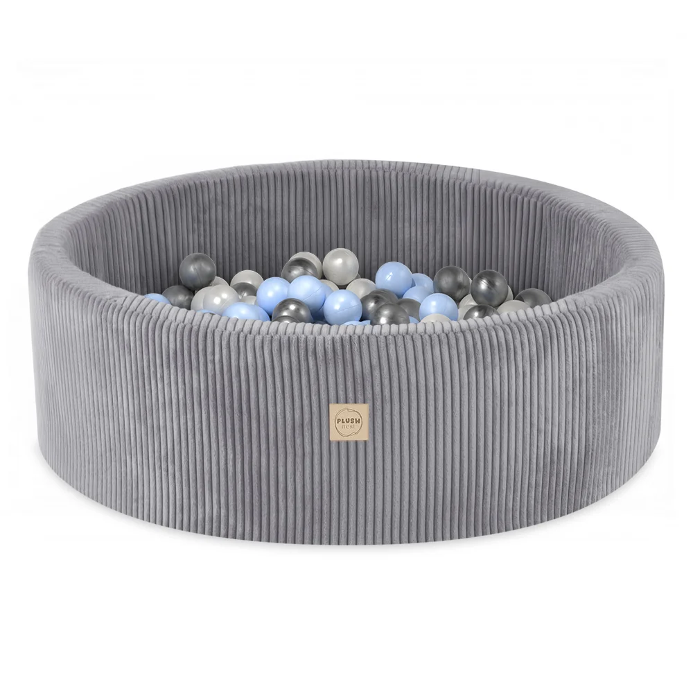 Helehall pallimeri velvetist, 90x30cm + 200 palli (valge pärlmutter, helesinine, hõbe)