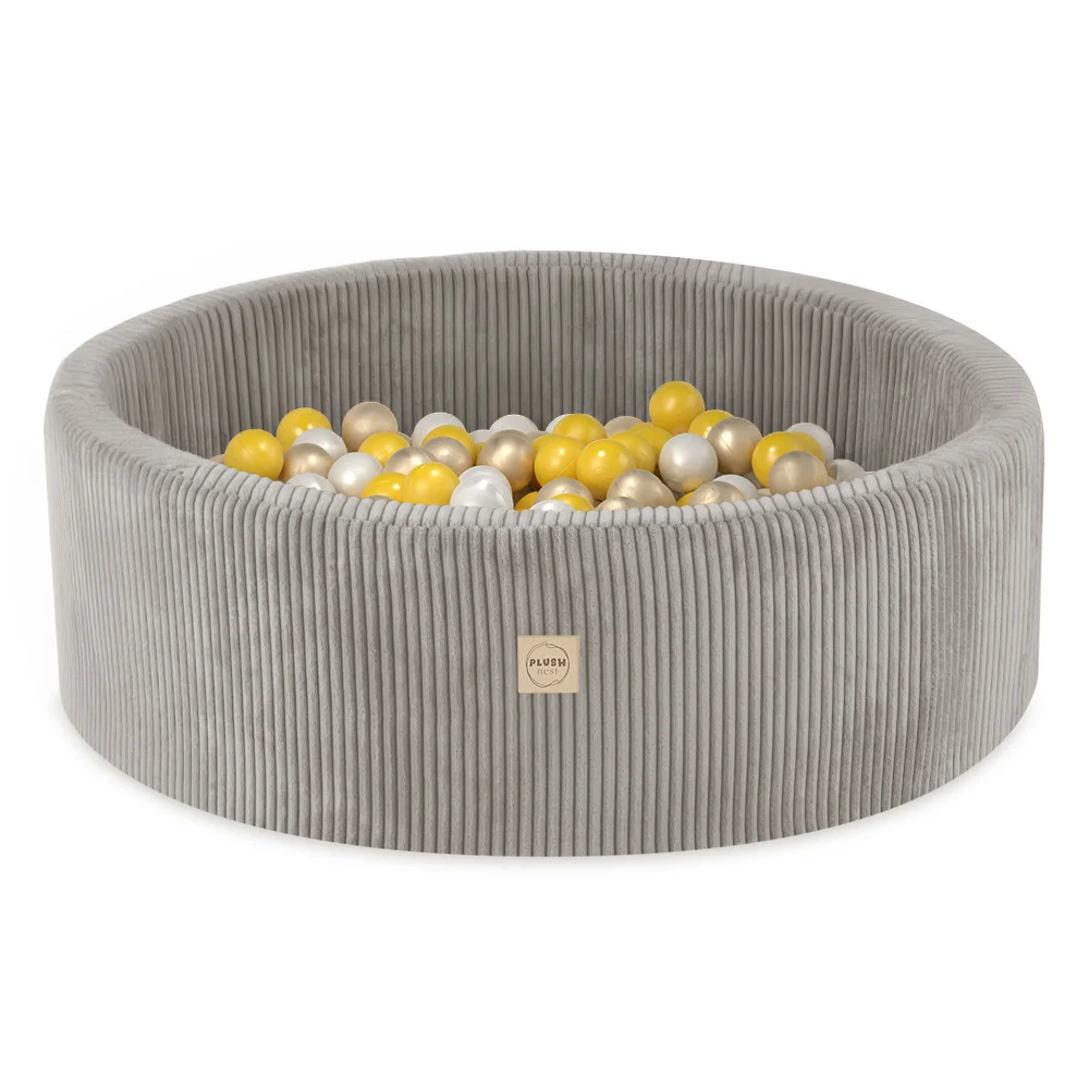 Beez pallimeri velvetist, 90x30cm + 200 palli (valge pärlmutter, kollane, kuldne)