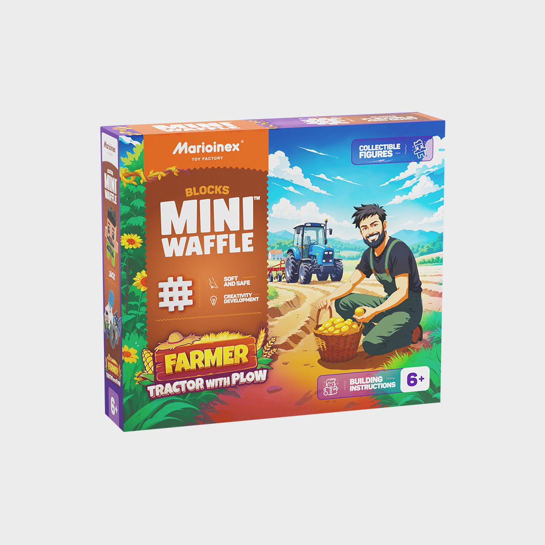 Marioinex vahvelklotsid, Mini Waffle Farmer “Traktor adraga”, 50-osaline