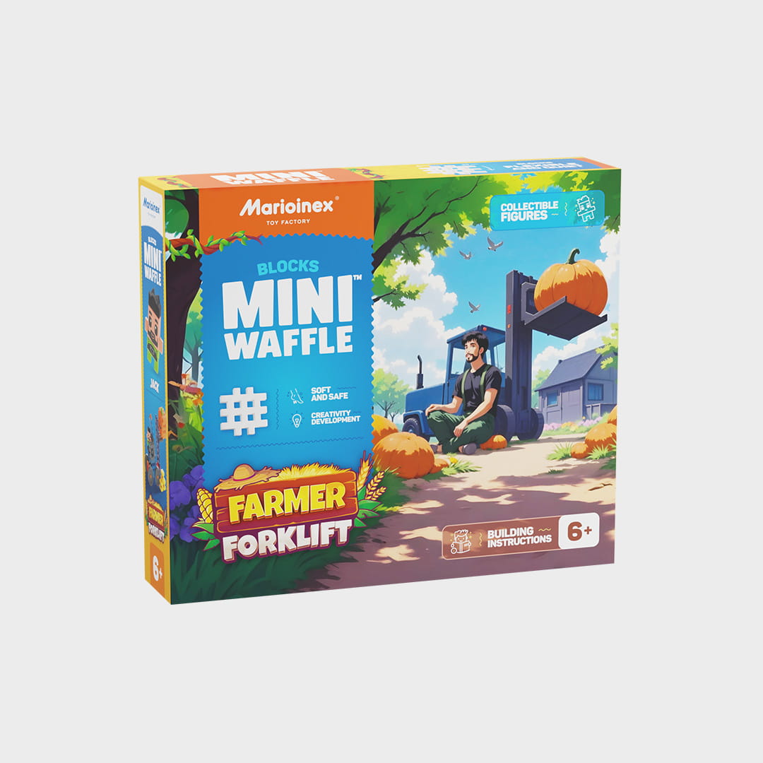 Marioinex vahvelklotsid, Mini Waffle Farmer “Kahveltõstuk”, 50-osaline