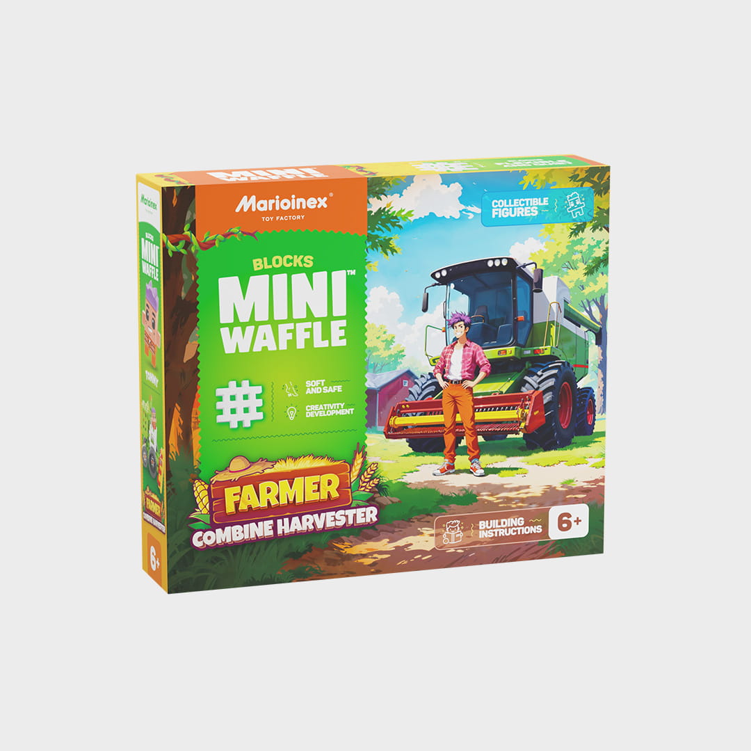 Marioinex vahvelklotsid, Mini Waffle Farmer “Kombain”, 50-osaline