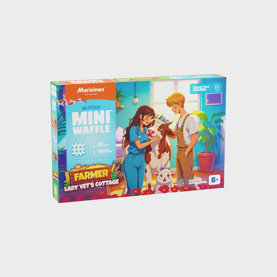 Marioinex vahvelklotsid, Mini Waffle Farmer “Loomaarsti majake”, 100-osaline