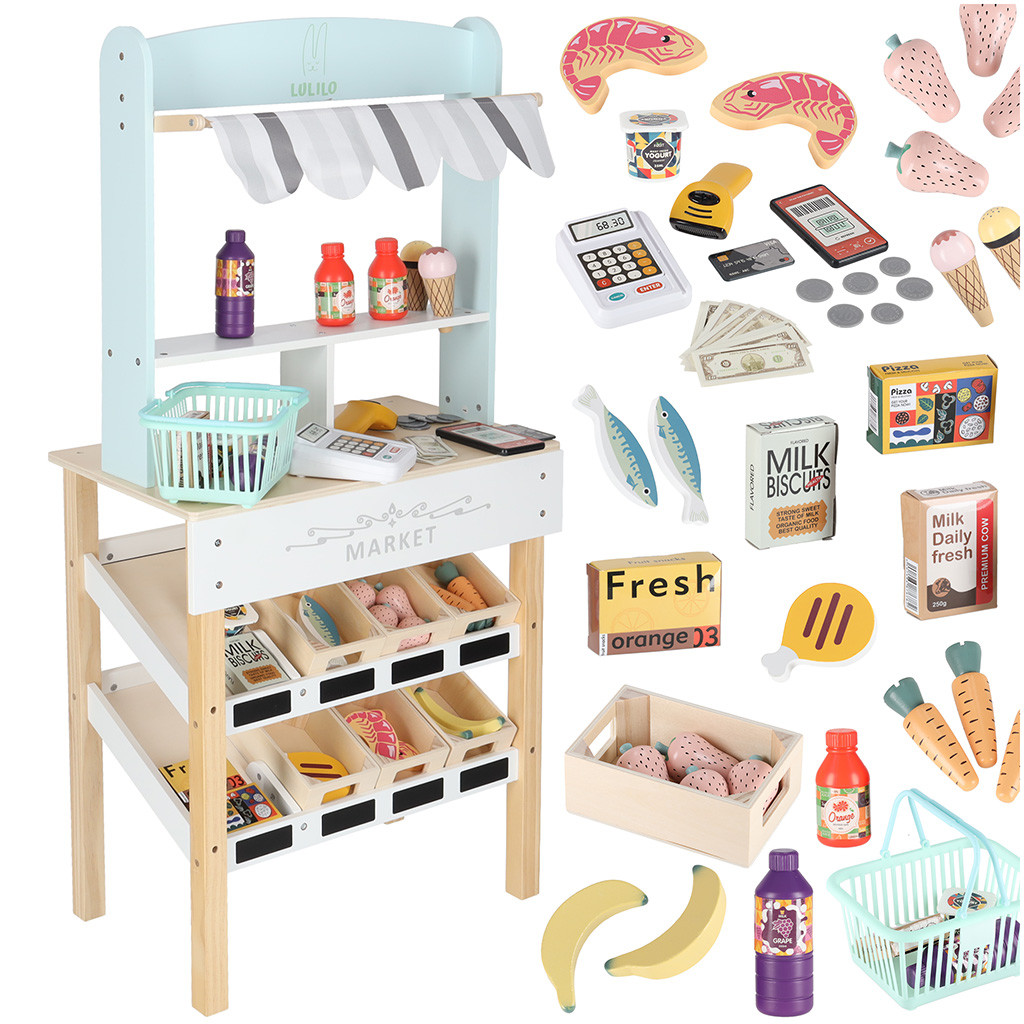 Puidust poelett kassaga, 97cm + palju erinevaid tarvikuid