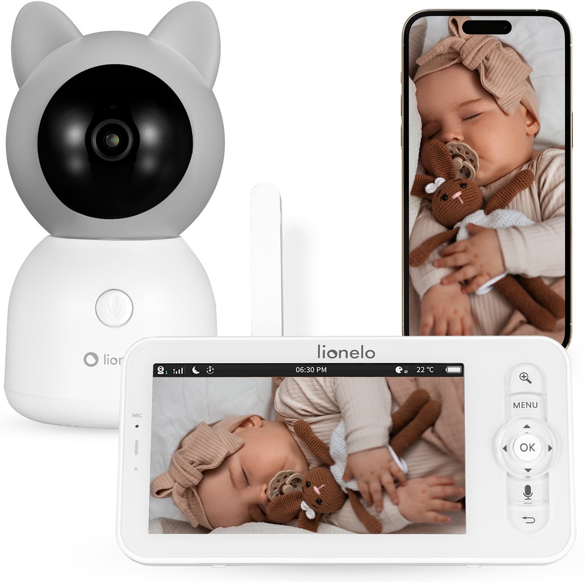 Beebimonitor Lionelo Babyline 9.2 AI + App