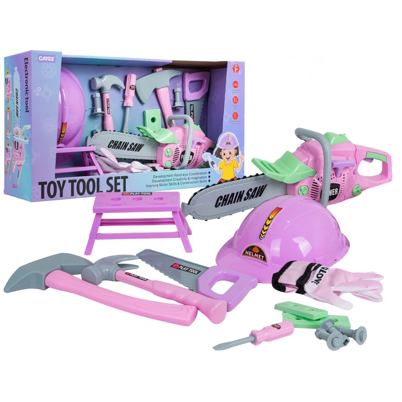 Laste tööriistakomplekt, roosa