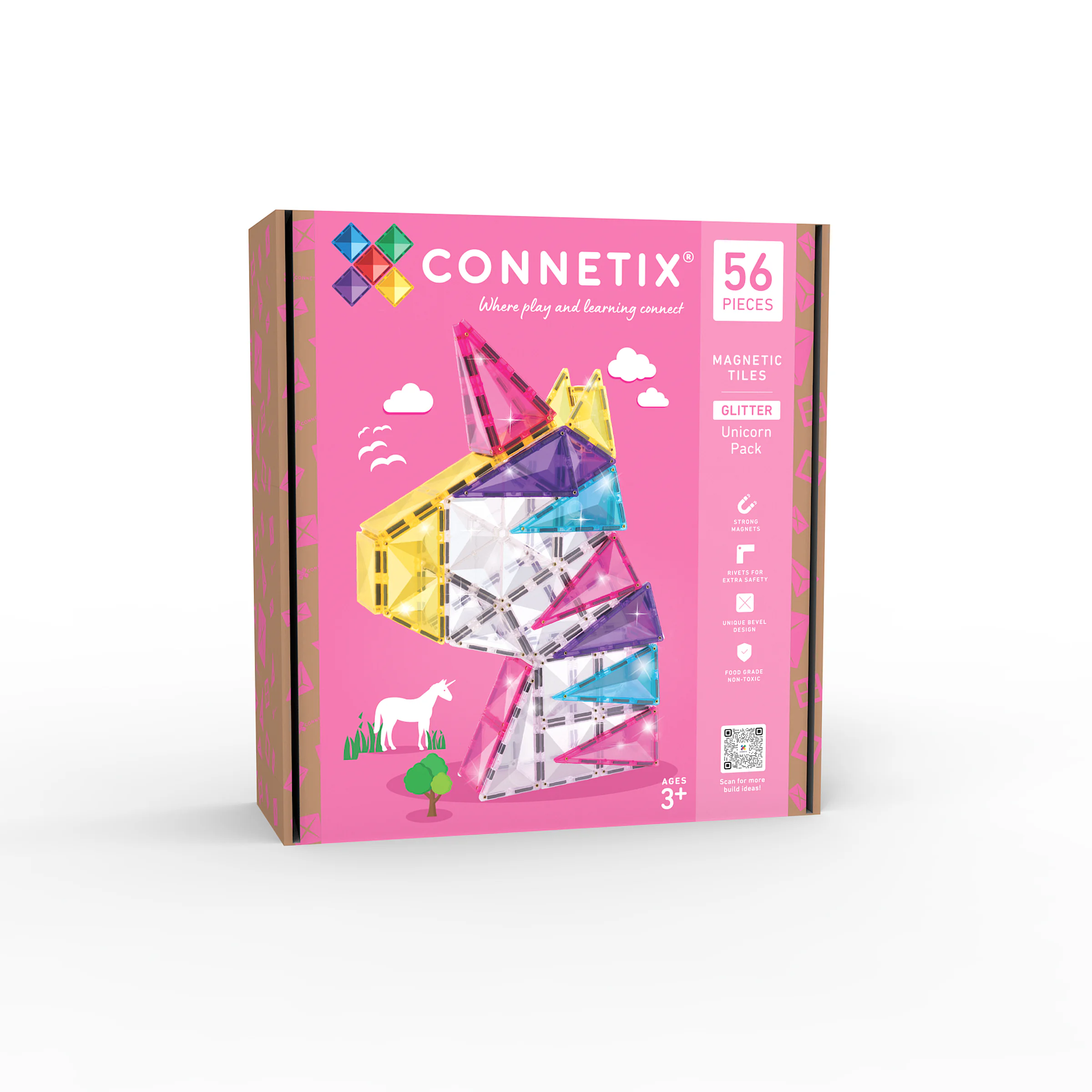 Connetix Glitter Unicorn Pack 56-osaline, sädelevad magnetklotsid