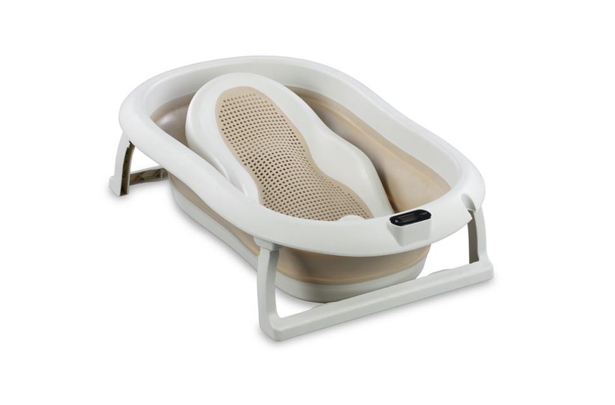 Kokkuvolditav beebivann termomeetri ja istmega, beez