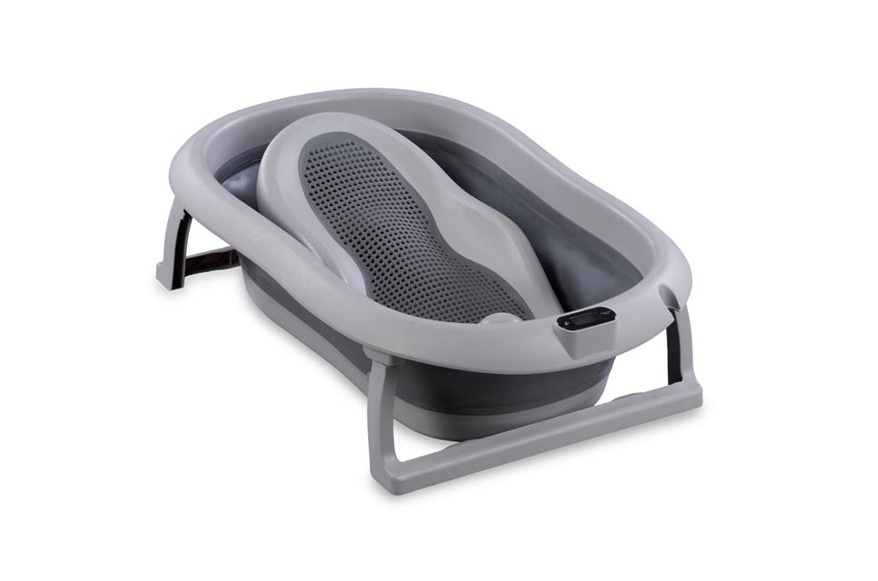 Kokkuvolditav beebivann termomeetri ja istmega, grafiit