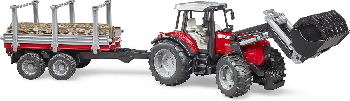 Bruder Massey Ferguson 7480 esilaaduri ja haagisega, 1:16