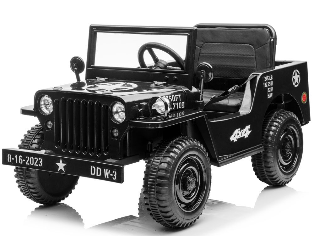 Laste elektriauto Jeep Willys MB, 4×4, 2x12V, 100W – must