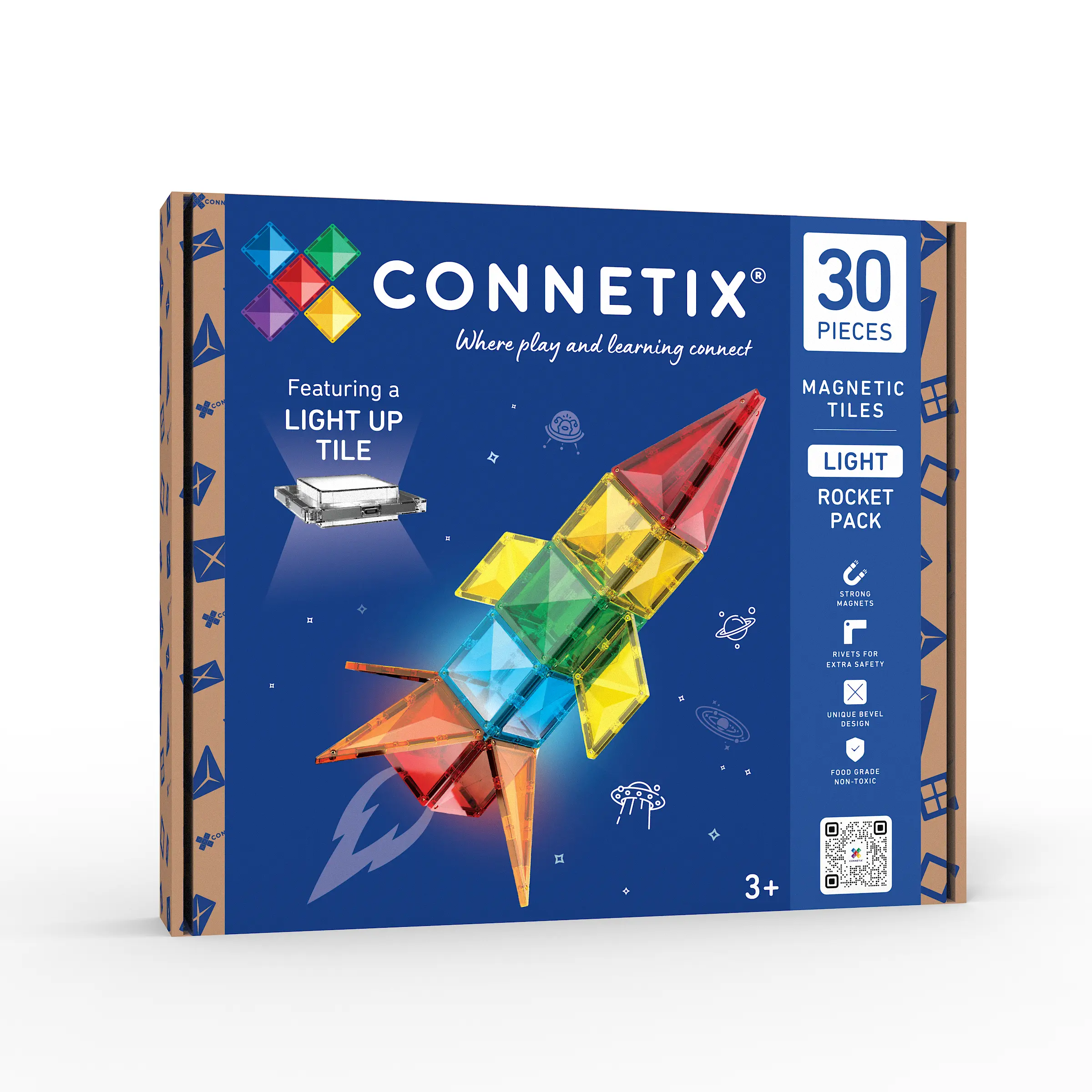 Connetix Light Rocket Pack, 30-osaline magnetklotside komplekt