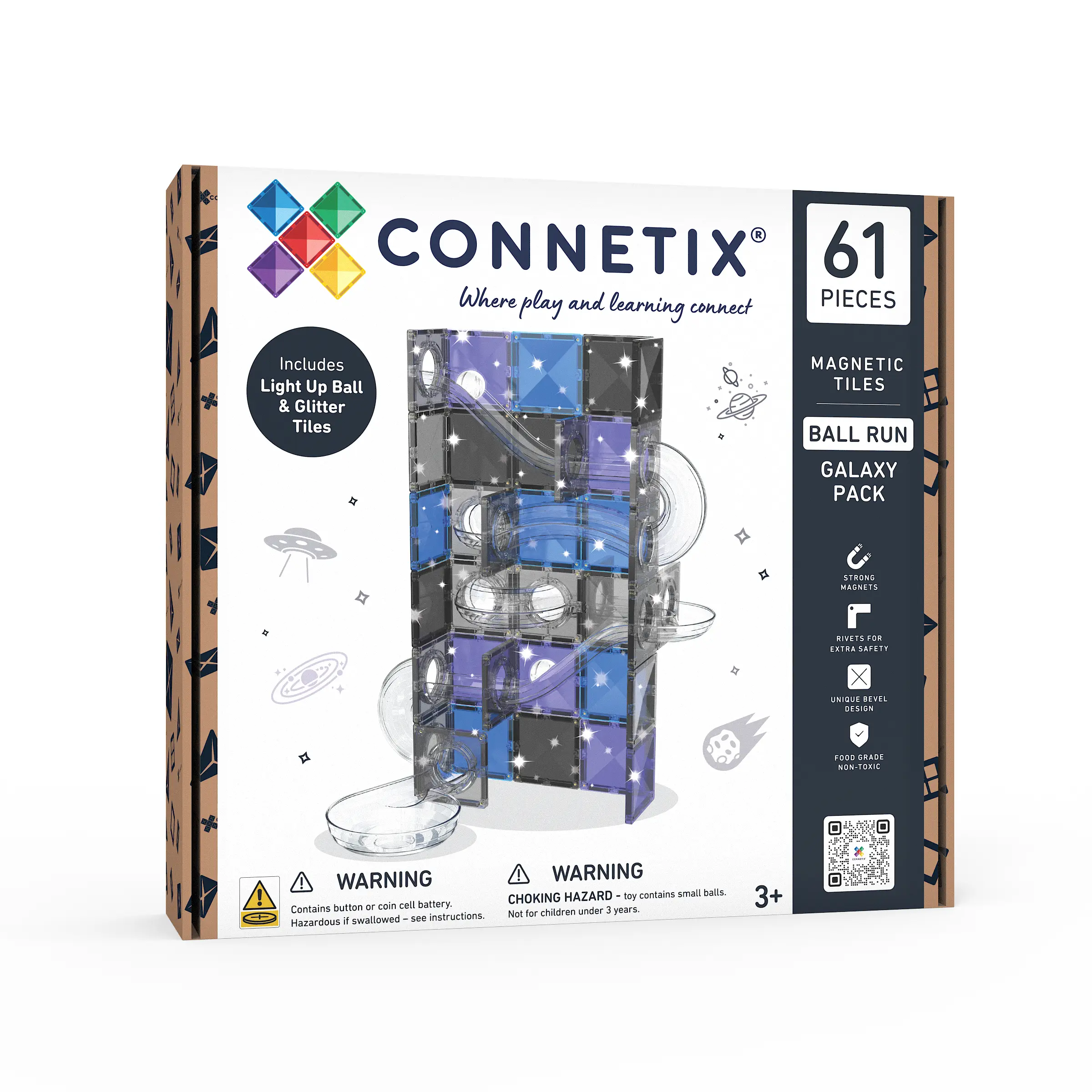 Connetix Ball Run Galaxy Pack, 61-osaline magnetklotside komplekt