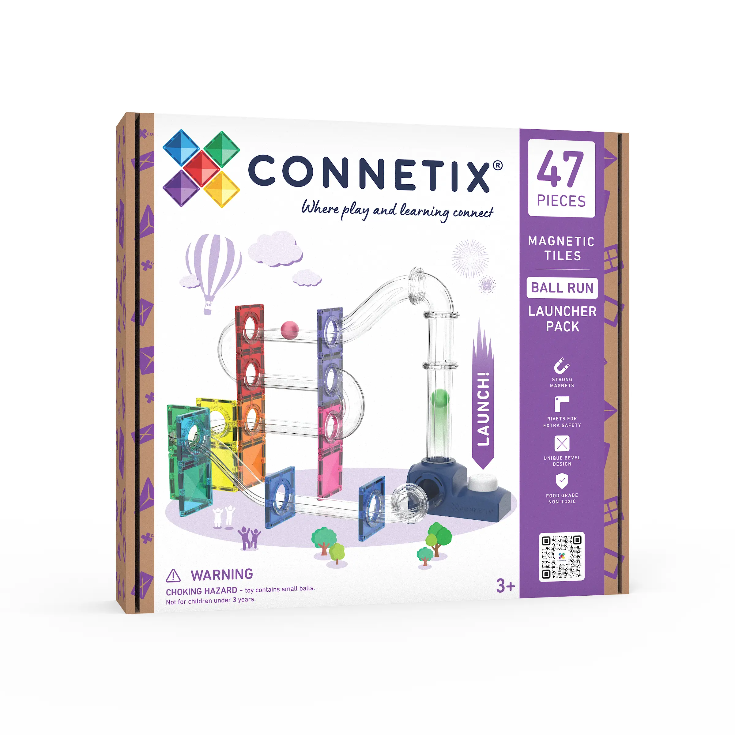 Connetix Ball Run Launcher Pack, 47-osaline magnetklotside komplekt