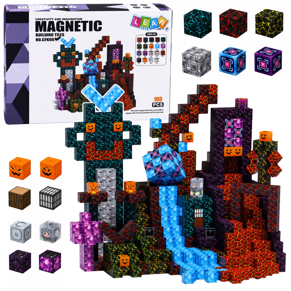 Magnetkuubikute komplekt, 100-osaline “Tume maa” – loo enda “Minecrafti” maailm!
