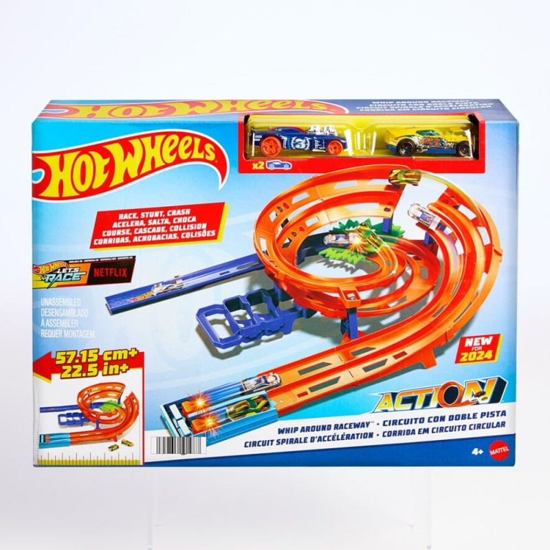 Hot Wheels® Whip Around kurviline kaskadööri- ja võidusõidurada