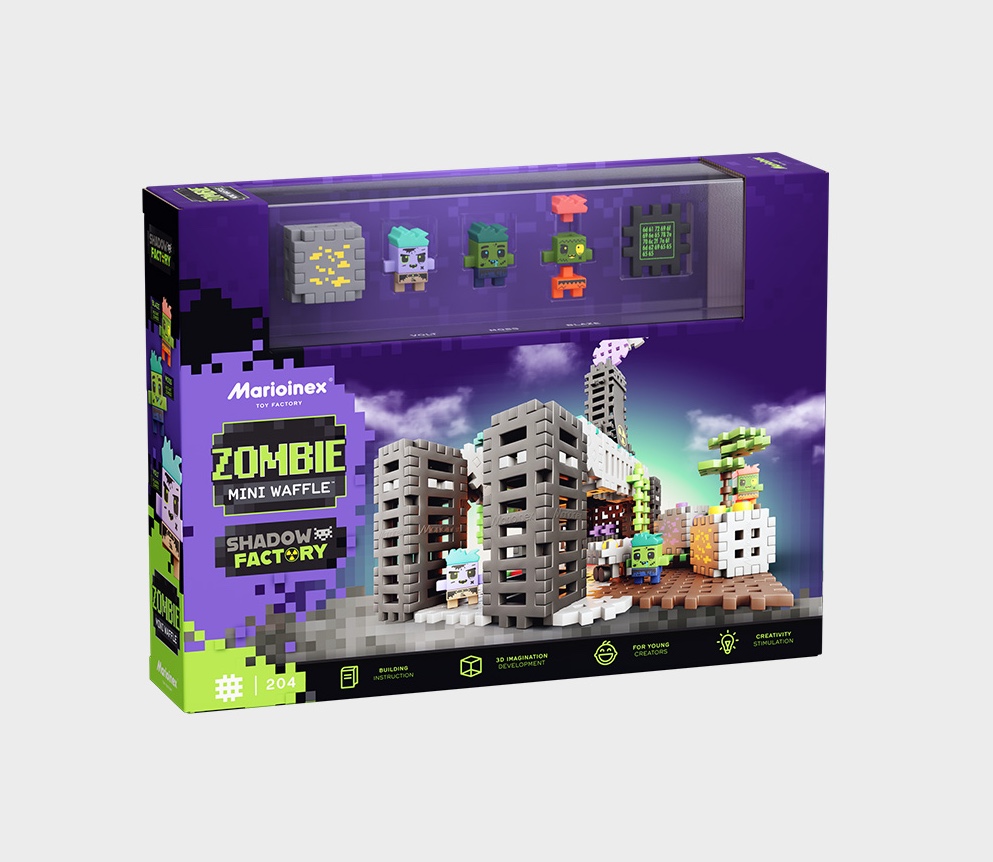 Marioinex vahvelklotsid, Mini Waffle Zombie “Shadow Factory”, 204-osaline