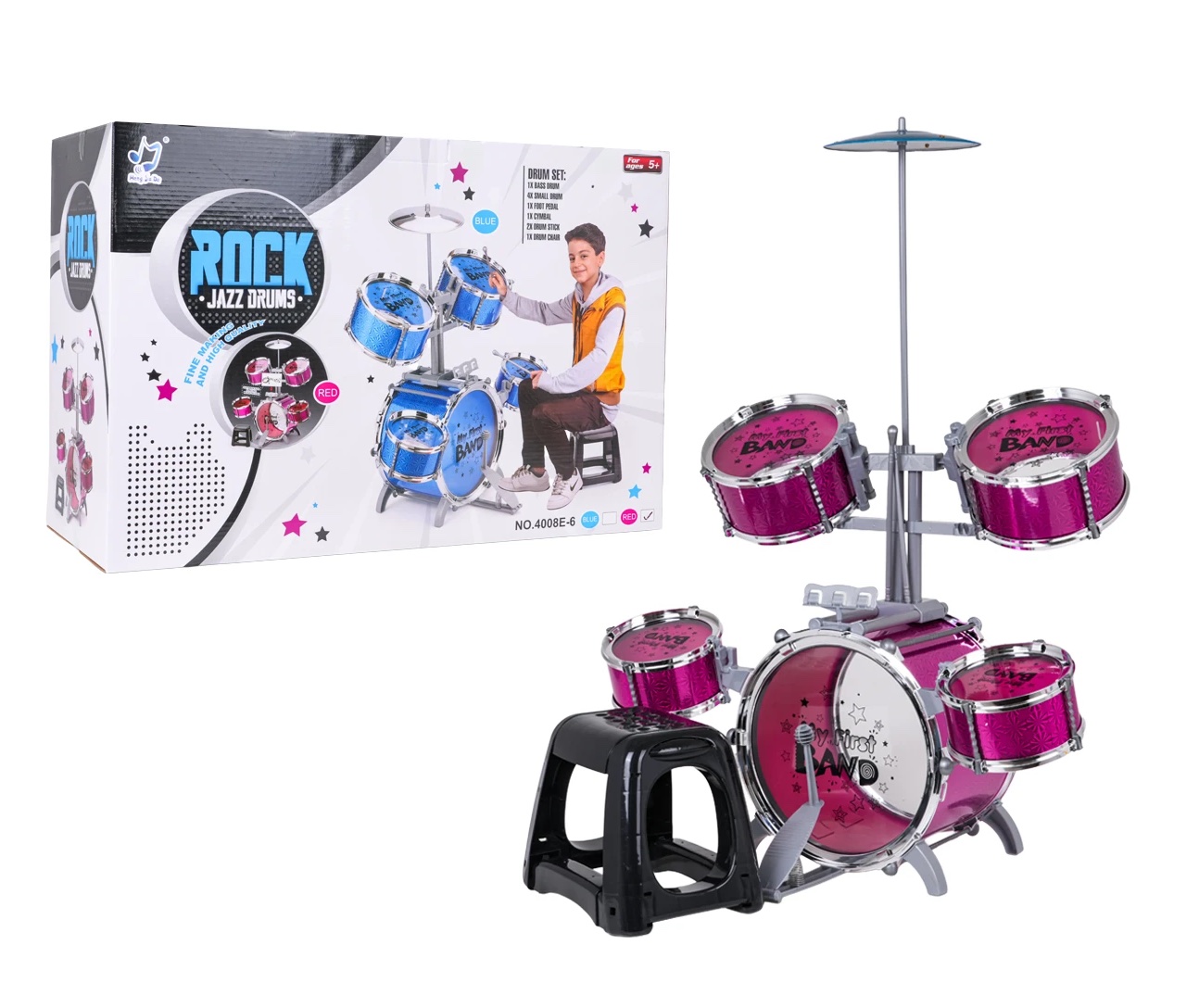 Trummikomplekt lastele “Rockband”, roosa